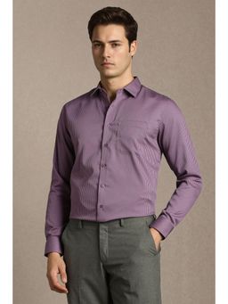Louis Philippe - Men Purple Slim Fit Stripe Full Sleeves Formal Shirt