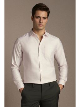 Louis Philippe - Men Cream Slim Fit Stripe Full Sleeves Formal Shirt