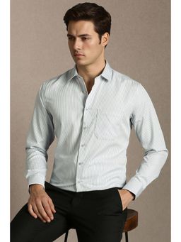 Louis Philippe - Men Light Blue Slim Fit Stripe Full Sleeves Formal Shirt