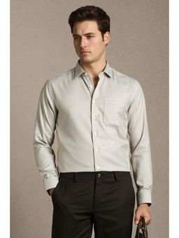 Louis Philippe - Men Grey Slim Fit Textured Full Sleeves Formal Shirt
