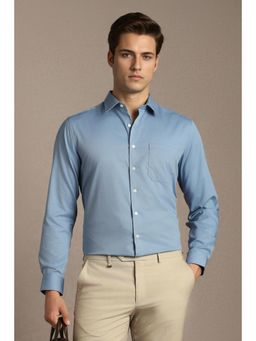 Louis Philippe - Men Light Blue Slim Fit Textured Full Sleeves Formal Shirt