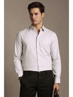 Louis Philippe - Men Lilac Slim Fit Solid Full Sleeves Formal Shirt