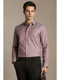 Louis Philippe - Men Mauve Slim Fit Solid Full Sleeves Formal Shirt