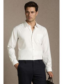 Louis Philippe - Men White Classic Fit Textured Full Sleeves Formal Shirt
