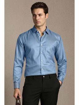 Louis Philippe - Men Blue Classic Fit Solid Full Sleeves Formal Shirt