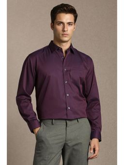 Louis Philippe - Men Purple Classic Fit Textured Full Sleeves Formal Shirt