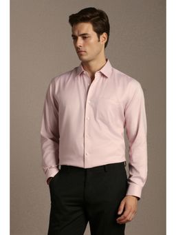 Louis Philippe - Men Pink Classic Fit Solid Full Sleeves Formal Shirt