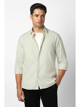 Peter England - Men Light Green Slim Fit Stripe Shirt