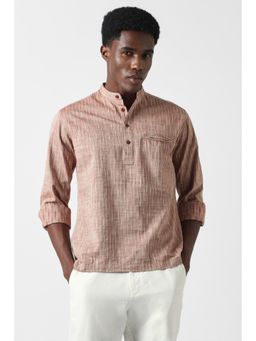 Van Heusen - Men Pink Slim Fit Textured Full Sleeves Party Shirt