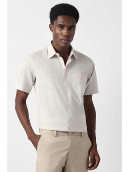 Van Heusen - Men White Custom Fit Textured Half Sleeves Wedding Shirt