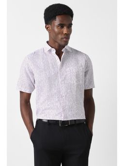 Van Heusen - Men Lilac Regular Fit Print Half Sleeves Casual Shirt
