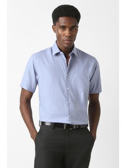 Van Heusen - Men Light Blue Custom Fit Solid Half Sleeves Wedding Shirt