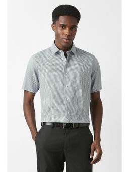 Van Heusen - Men Grey Custom Fit Check Half Sleeves Formal Shirt