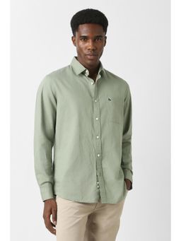 Van Heusen - Men Green Slim Fit Textured Full Sleeves Casual Shirt