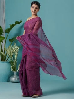 Fabindia - Cotton Silk Hand Block Printed Sari