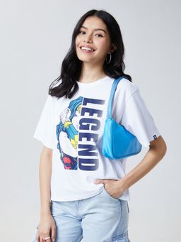 The Souled Store - Wonder Woman White Legend Oversized T-Shirt for Women