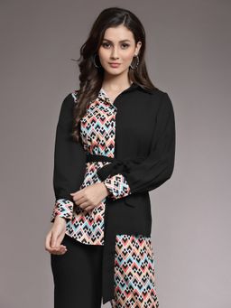 KASSUALLY - Geometric Longline Casual Shirt (Set of 2)