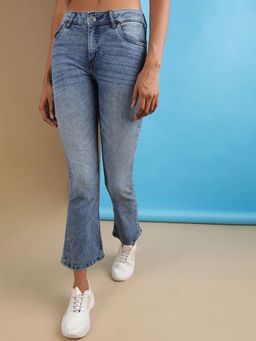 Freehand - Blue Solid/Plain Bootcut Jeans