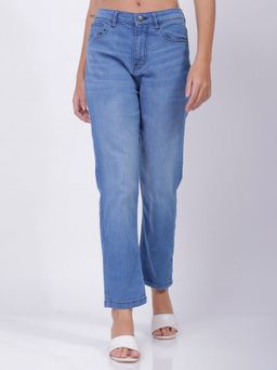 Freehand - Blue Solid/Plain Straight Jeans
