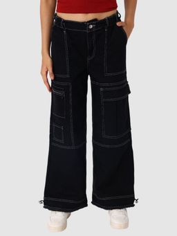 Freehand - Blue Printed Slim Cargo Jeans