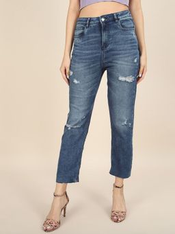 Freehand - Blue Solid/Plain Straight Jeans