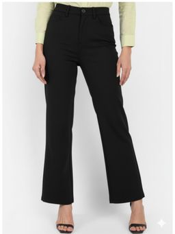 BROADSTAR - Women Black Regular Fit Korean Trousers