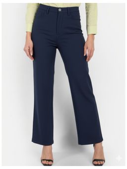 BROADSTAR - Women Navy Blue Regular Fit Korean Trousers