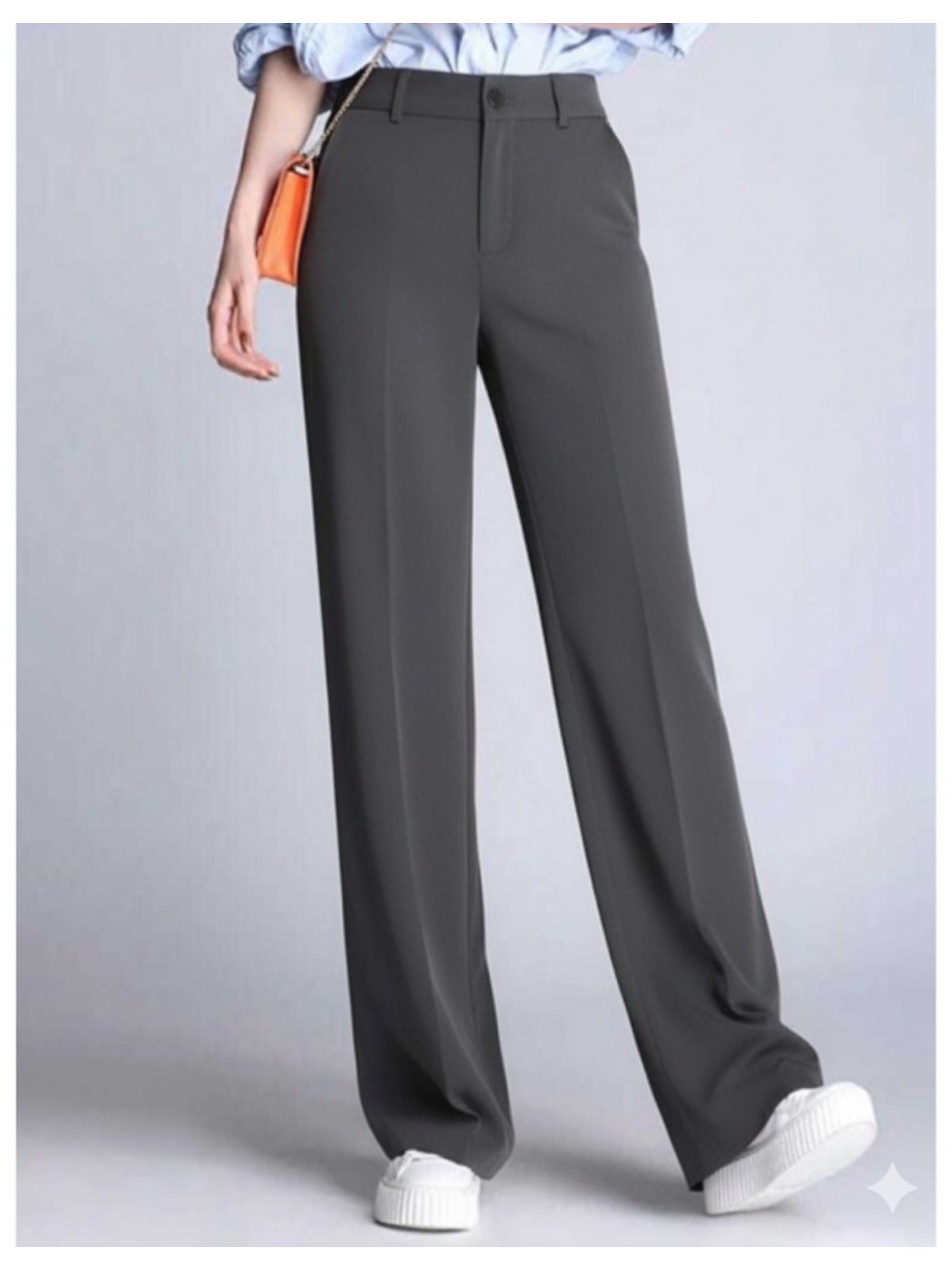 broadstar Women Dark Grey Straight Fit Korean Trousers-picture-25