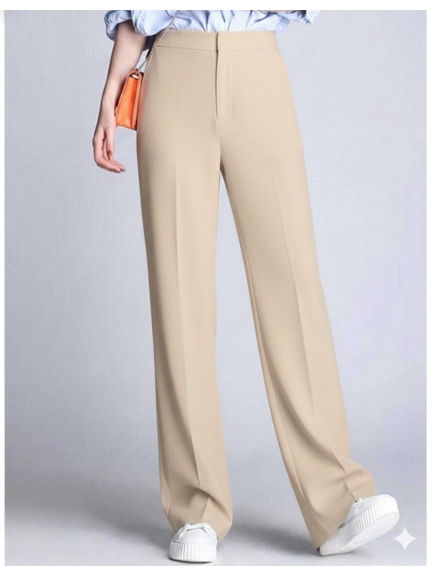 broadstar Women Light Beige Straight Fit Korean Trousers-picture-11
