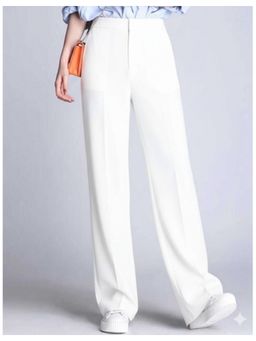 BROADSTAR - Women White Straight Fit Korean Trousers