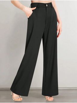 BROADSTAR - Women Black Straight Fit Korean Pants
