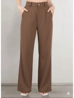 BROADSTAR - Women Brown Straight Fit Korean Pants