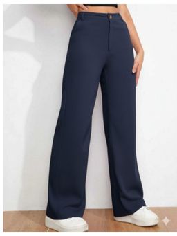 BROADSTAR - Women Navy Blue Regular Fit Korean Pants