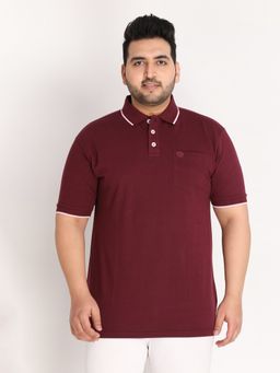 CHKOKKO - Mens Casual Polo Neck T-shirts In Wine