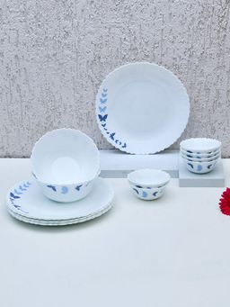 At Home by Nilkamal - Arias Fluted Dazzling Wings Dinner Set - 14 Pieces