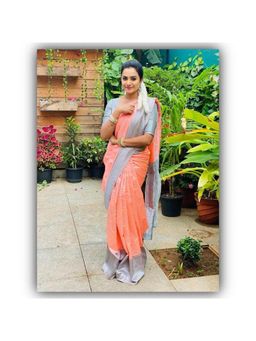 Lush Glam - Peach Zari Art Silk Border Saree with Unstitched Blouse