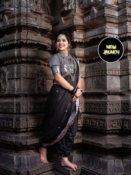Lush Glam - Black Poly Silk Border Saree with Unstitched Blouse