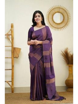 Lush Glam - Purple Poly Silk Saree with Unstitched Blouse