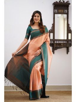 Lush Glam - Multi-Colour Poly Silk Border Saree with Unstitched Blouse