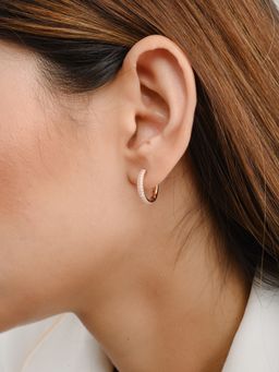 METALM - Cz Diamond Rose Gold Hoops