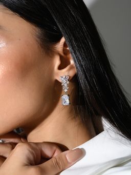 METALM - Ice Cut Emerald Drop Cz Diamond Earrings