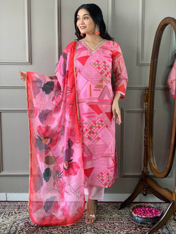 BLACK SCISSOR - Chanderi Viscose Fabric Embroidered Kurta with Bottom and Dupatta (Set of 3)