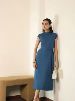 FABLE STREET - Polyester Solid Cap Sleeve Dress