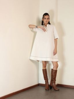 FABLE STREET - Pure Cotton Relaxed Fit Short Sleeve Collared Dress