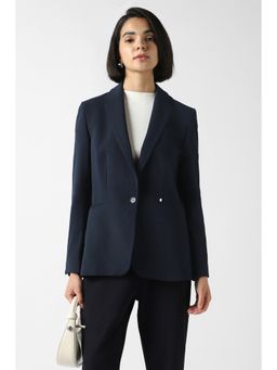 Van Heusen - Women Navy Blue Textured Blazer