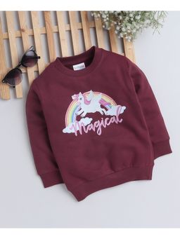 Bumzee - Maroon Girls Full Sleeves Sweatshirt