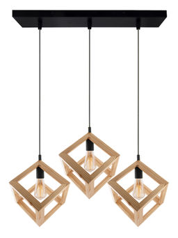 Homesake - Linear Chandelier Wooden Pendant Cube Black
