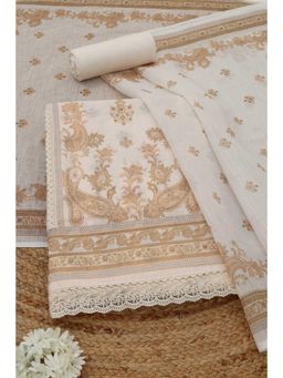 Soch - Womens Earth Linen Dress Material with Botanical Beads