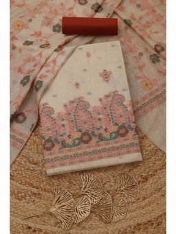 Soch - Womens Multi-Color Chanderi Dress Material with Woven Design