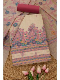 Soch - Womens Multi-Color Chanderi Dress Material with Woven Design